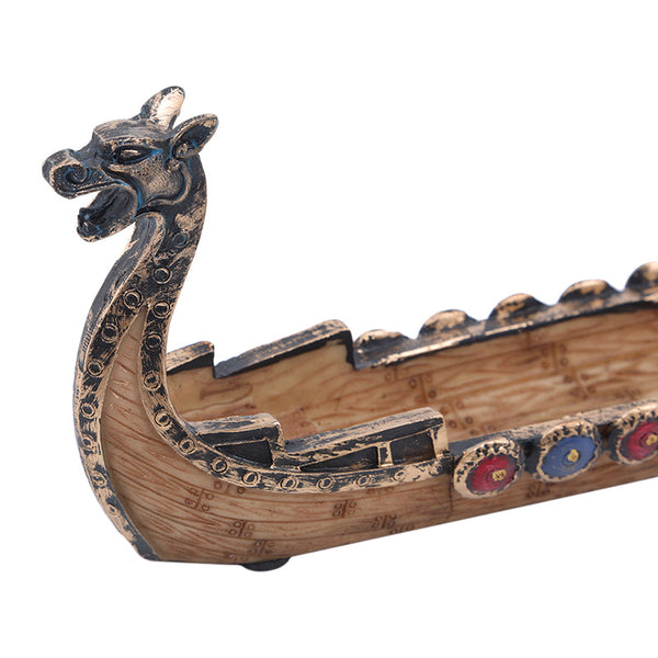 Retro Carving Viking Dragon Boat Incense Stick Holder