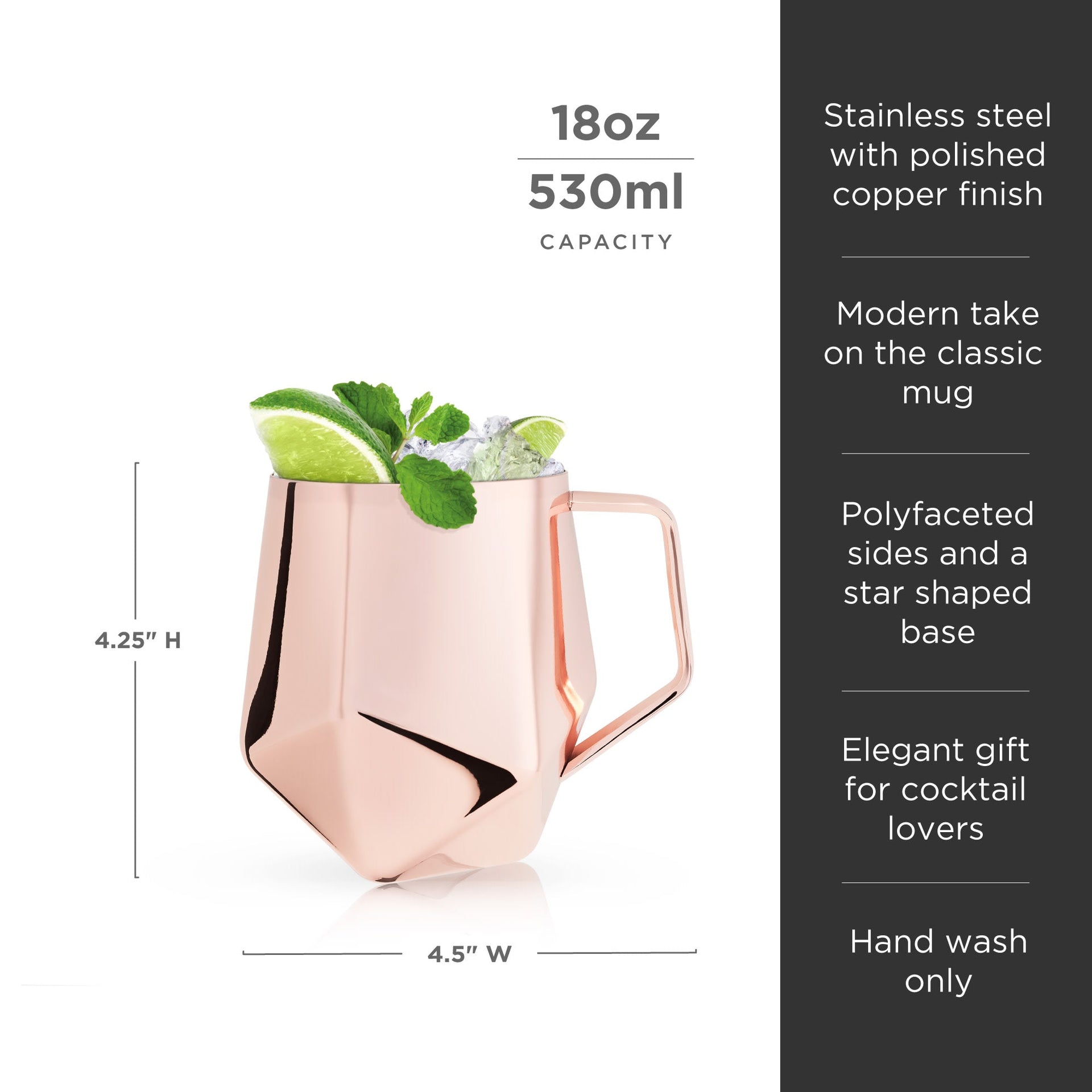 Seneca Faceted Copper Moscow Mule Mug