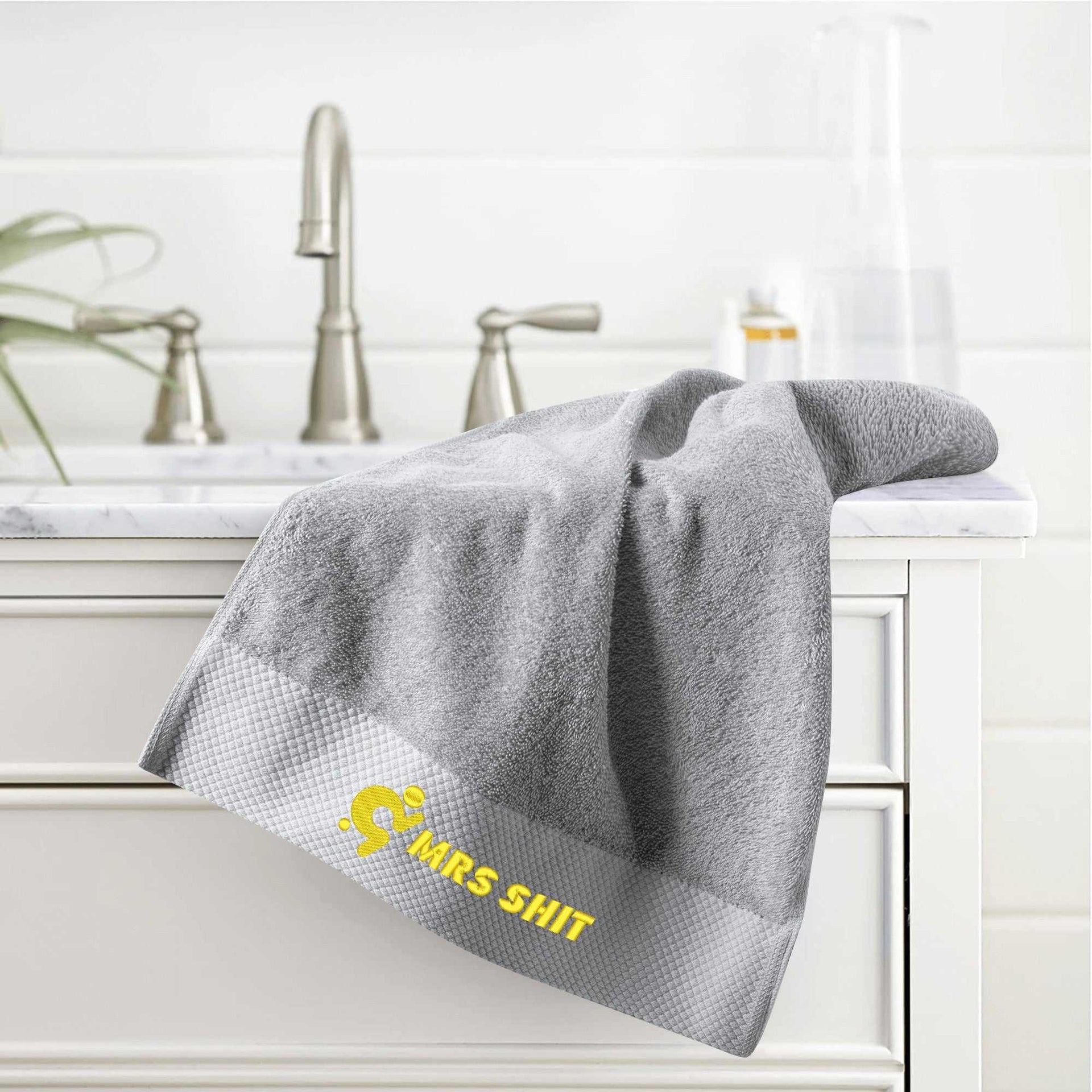 Gym Towel - Embroidered - Mrs Shit - Yellow Logo