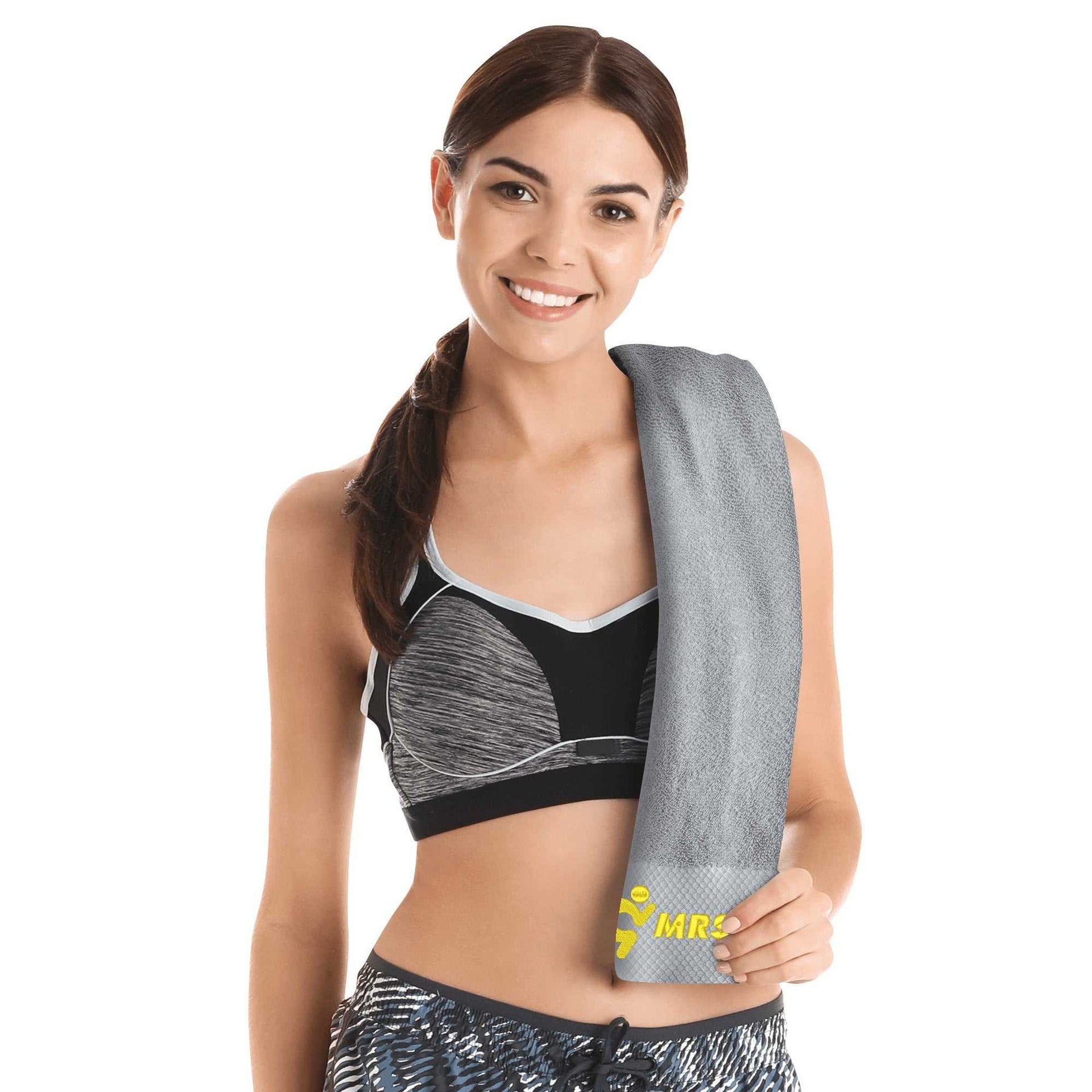 Gym Towel - Embroidered - Mrs Shit - Yellow Logo