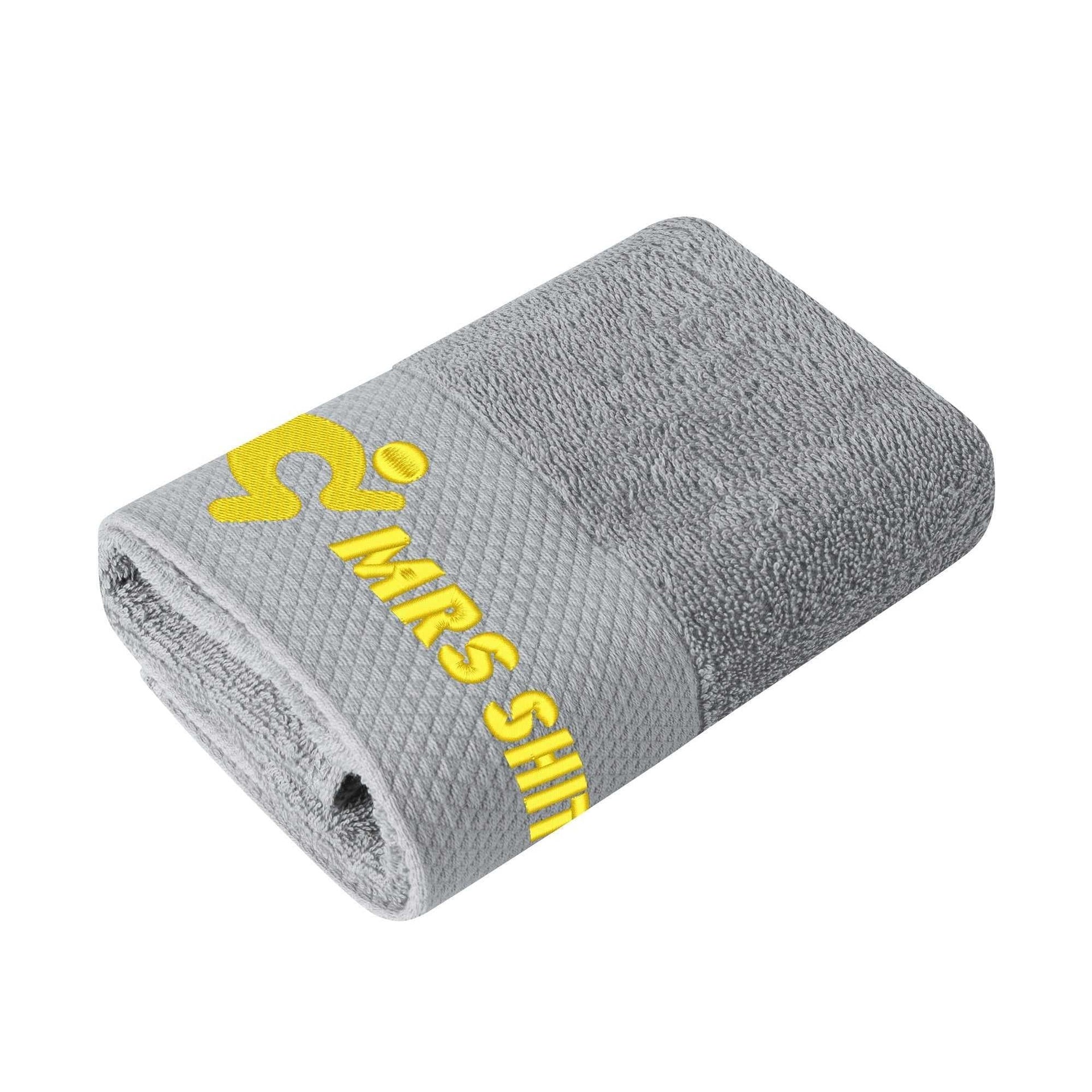 Gym Towel - Embroidered - Mrs Shit - Yellow Logo