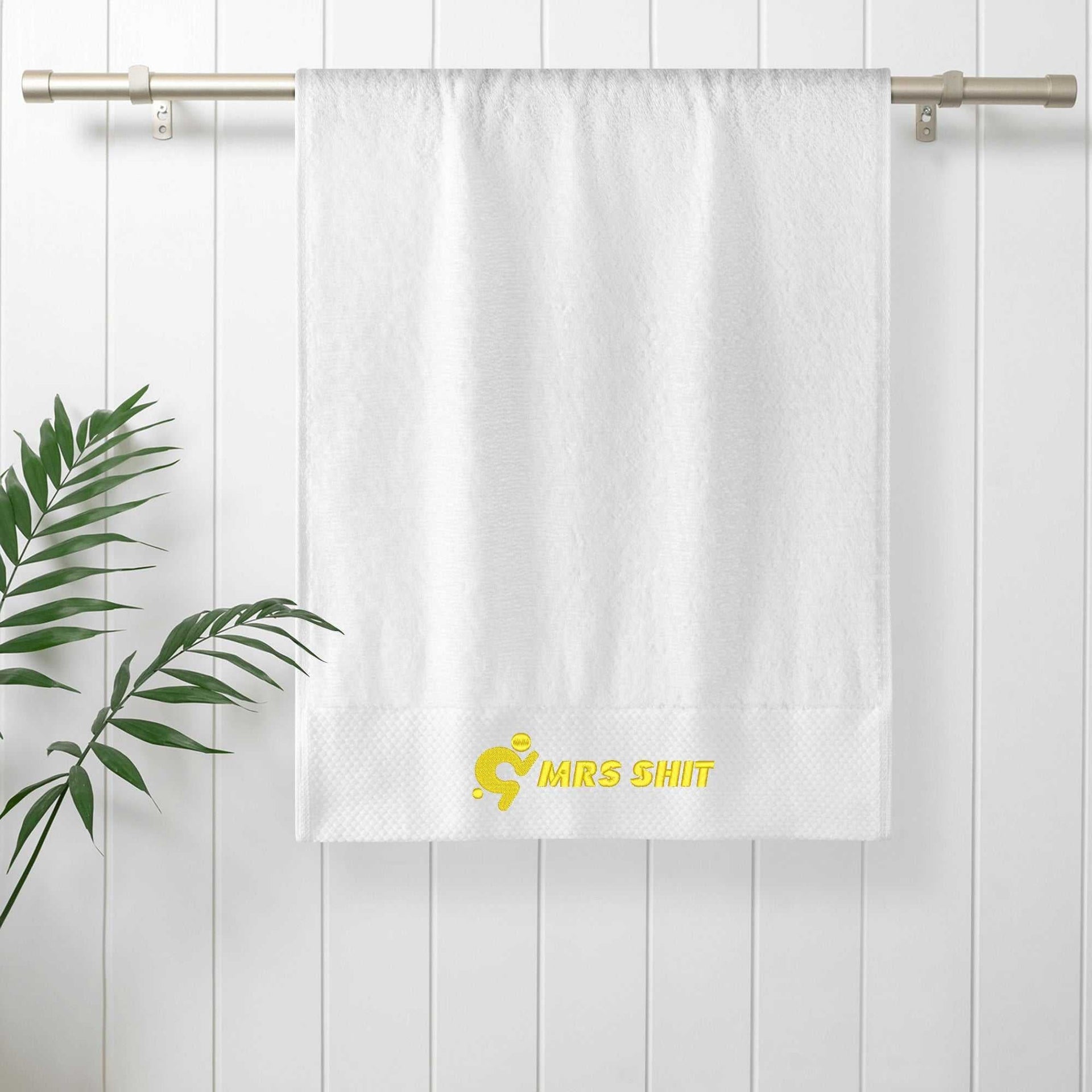 Gym Towel - Embroidered - Mrs Shit - Yellow Logo