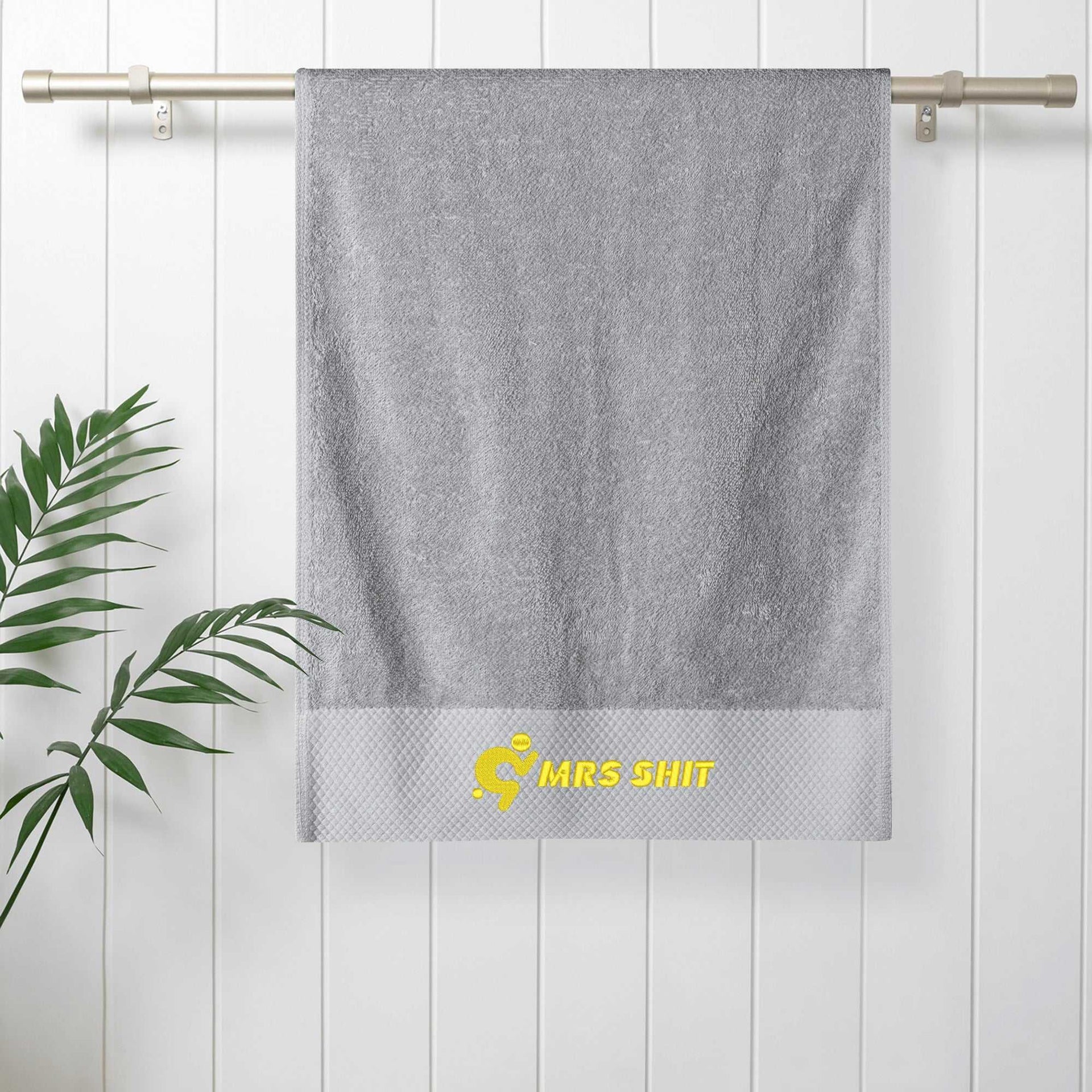 Gym Towel - Embroidered - Mrs Shit - Yellow Logo