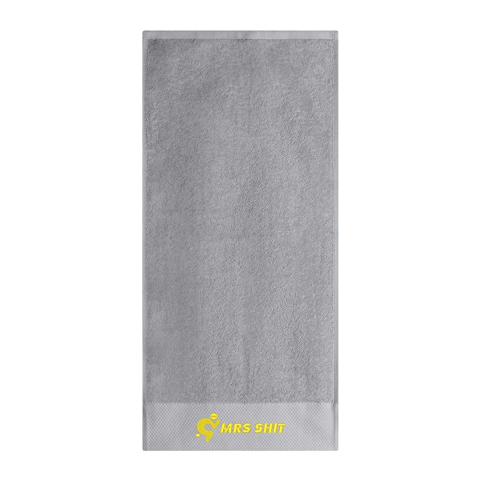 Gym Towel - Embroidered - Mrs Shit - Yellow Logo
