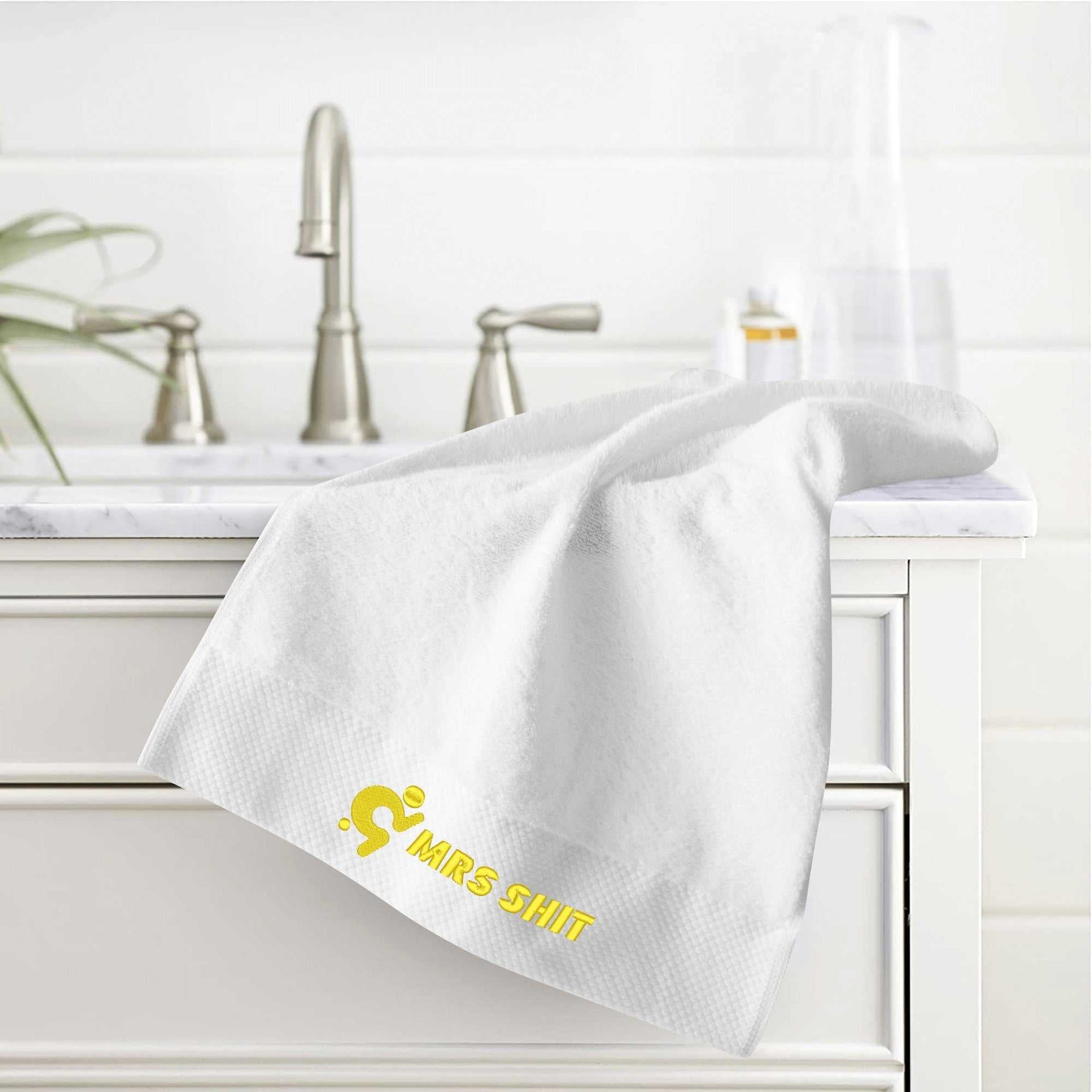 Gym Towel - Embroidered - Mrs Shit - Yellow Logo
