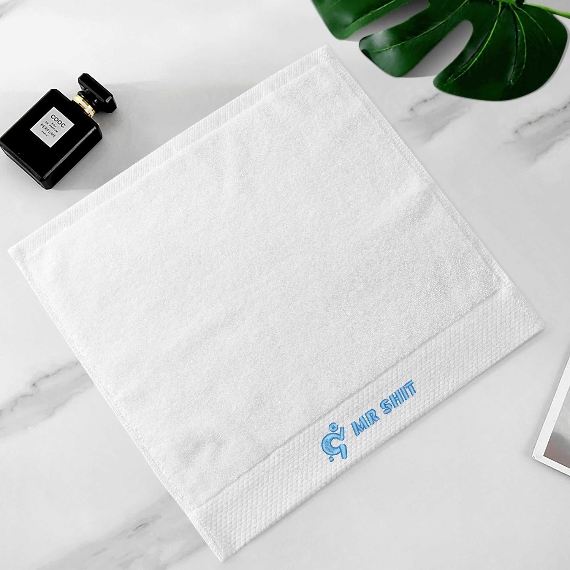 Gym Towels - Square Embroidered - Mr Shit - Light Blue Logo