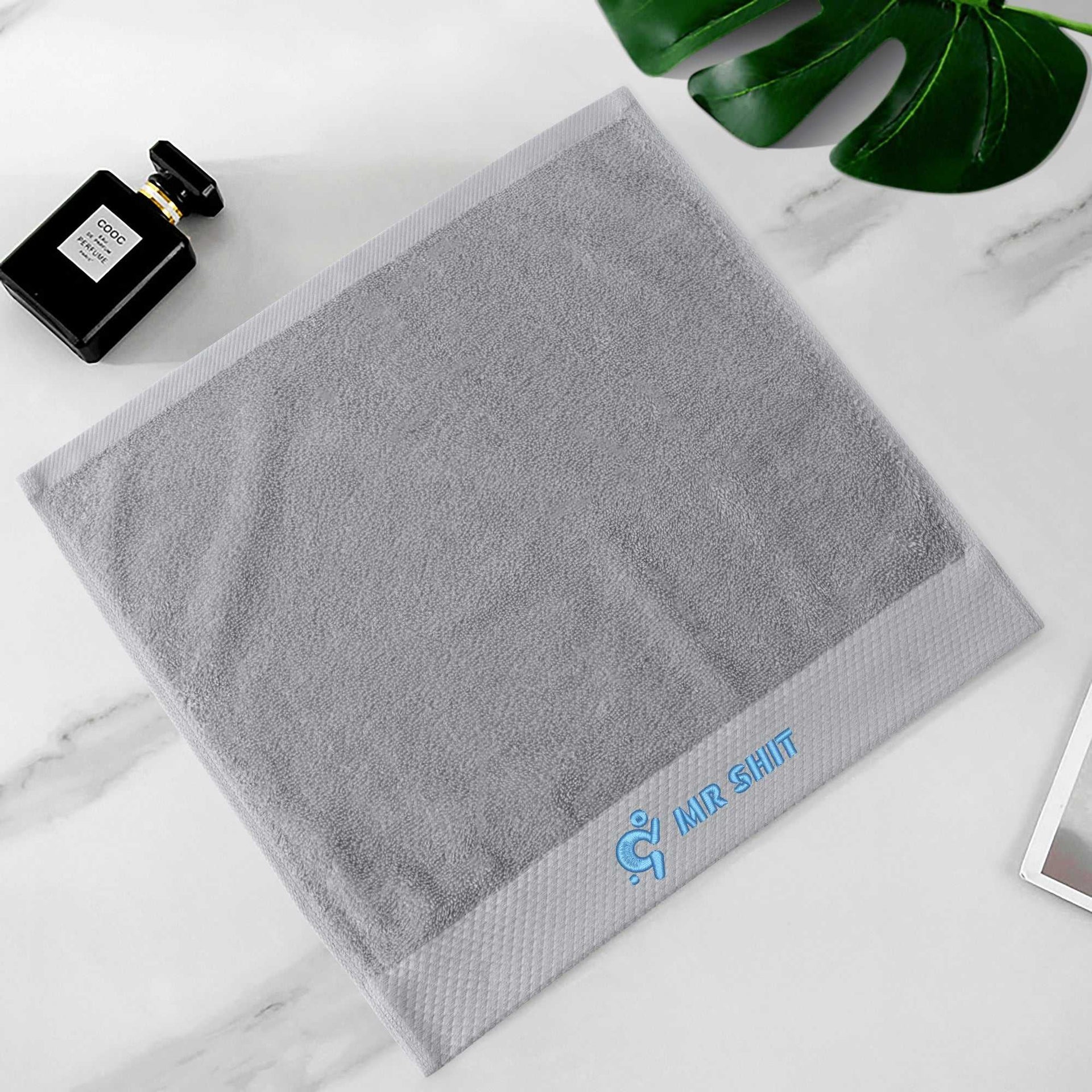 Gym Towels - Square Embroidered - Mr Shit - Light Blue Logo
