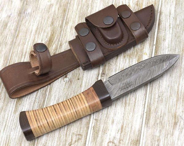 Hacker Camp knife Stacked Leather Handle - Gifts for You 'n Me