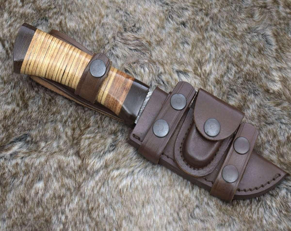 Hacker Camp knife Stacked Leather Handle - Gifts for You 'n Me