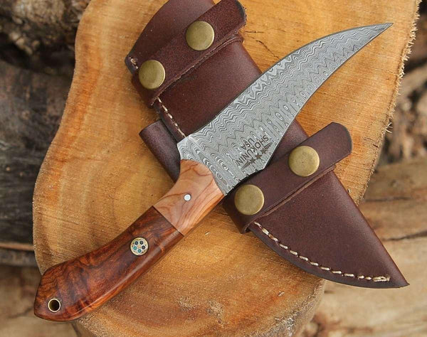 Halcyon Field Dressing Knife with Rosewood & Olivewood Handle - Gifts for You 'n Me