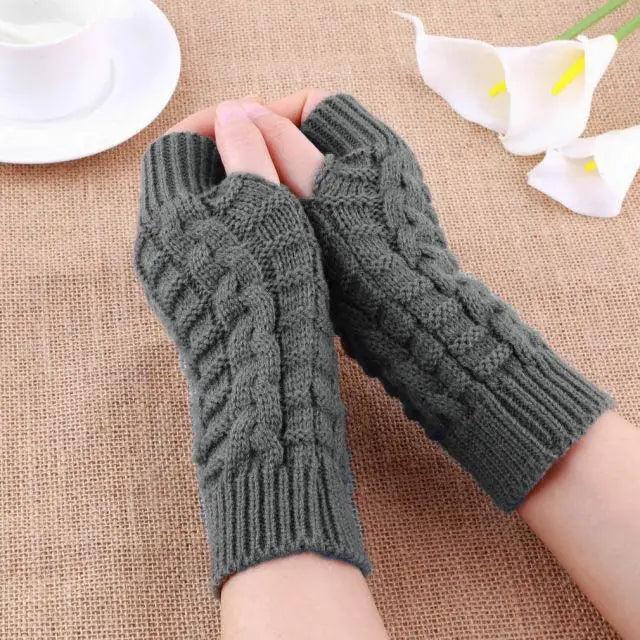 Half Finger Gloves For Women Stylish Winter Soft Warm Wool Knitting Arm Gloves Soft Warm Winter Gloves For Women Knit Arm Warmer Fingerless Gloves Knitted Long Mitten Women Thumb Hole Gloves