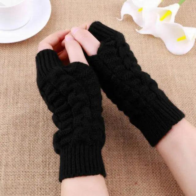 Half Finger Gloves For Women Stylish Winter Soft Warm Wool Knitting Arm Gloves Soft Warm Winter Gloves For Women Knit Arm Warmer Fingerless Gloves Knitted Long Mitten Women Thumb Hole Gloves