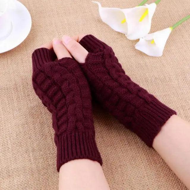 Half Finger Gloves For Women Stylish Winter Soft Warm Wool Knitting Arm Gloves Soft Warm Winter Gloves For Women Knit Arm Warmer Fingerless Gloves Knitted Long Mitten Women Thumb Hole Gloves