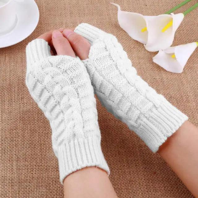 Half Finger Gloves For Women Stylish Winter Soft Warm Wool Knitting Arm Gloves Soft Warm Winter Gloves For Women Knit Arm Warmer Fingerless Gloves Knitted Long Mitten Women Thumb Hole Gloves