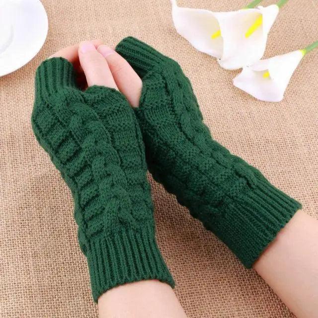Half Finger Gloves For Women Stylish Winter Soft Warm Wool Knitting Arm Gloves Soft Warm Winter Gloves For Women Knit Arm Warmer Fingerless Gloves Knitted Long Mitten Women Thumb Hole Gloves