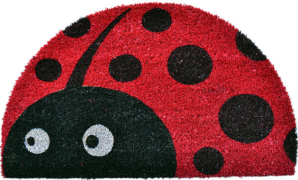 Lady Bug Half Round Vinyl Coir Doormat