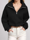 Half Zip Long Sleeve Sweatshirt - Black / L