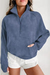 Half Zip Long Sleeve Sweatshirt - Dusty Blue / L