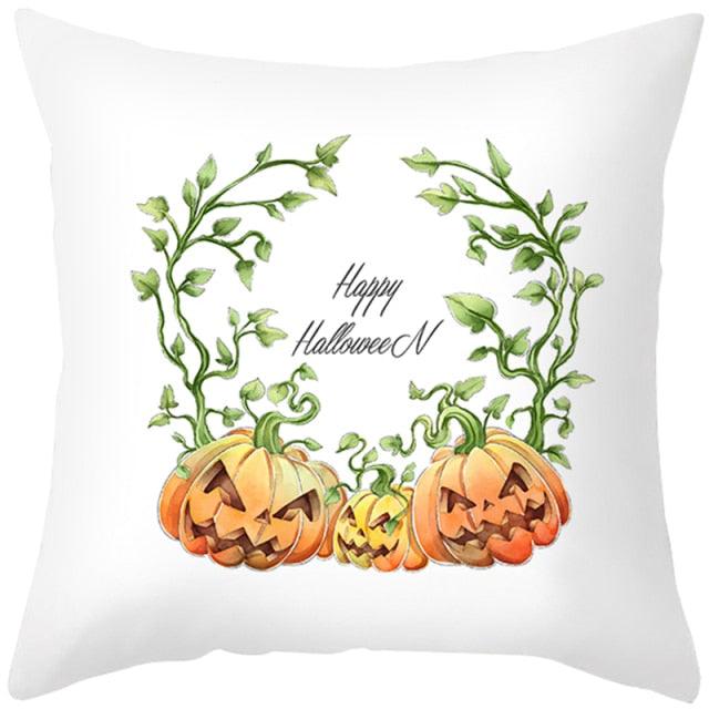 Halloween Cushion Cover Horror Pumpkin Printed Pillow Case Orange And Black Pillow Cover Pumpkin Farmhouse Deco Happy Halloween Decorative Pillow Case For Home  45x45CM