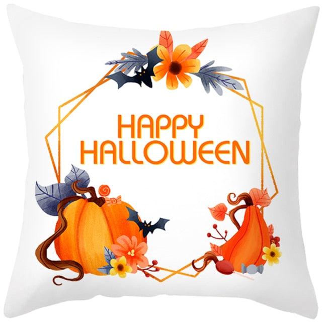 Halloween Cushion Cover Horror Pumpkin Printed Pillow Case Orange And Black Pillow Cover Pumpkin Farmhouse Deco Happy Halloween Decorative Pillow Case For Home  45x45CM