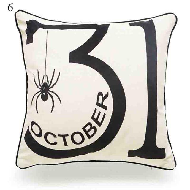 Halloween Cushion Cover Soft Linen Pillow Case Sofa Decoration Pumpkin Printed Pillow Case Orange And Black Pillow Cover For Living Room Car Pillowcase Home Supplies
