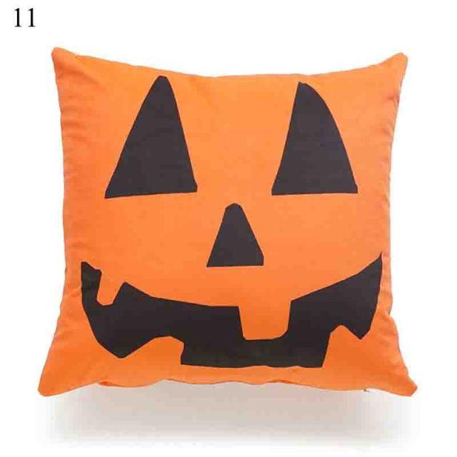 Halloween Cushion Cover Soft Linen Pillow Case Sofa Decoration Pumpkin Printed Pillow Case Orange And Black Pillow Cover For Living Room Car Pillowcase Home Supplies