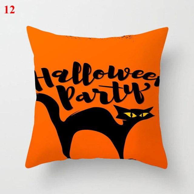 Halloween Cushion Cover Soft Linen Pillow Case Sofa Decoration Pumpkin Printed Pillow Case Orange And Black Pillow Cover For Living Room Car Pillowcase Home Supplies