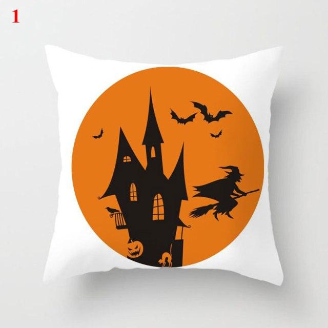 Halloween Cushion Cover Soft Linen Pillow Case Sofa Decoration Pumpkin Printed Pillow Case Orange And Black Pillow Cover For Living Room Car Pillowcase Home Supplies