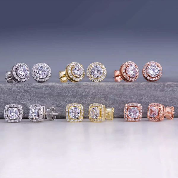 Halo Diamond Stud Earrings