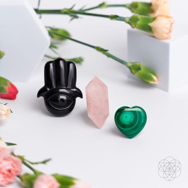 Hamsa Hand of Safe Travels: Aromatherapy Crystal Car Kit
