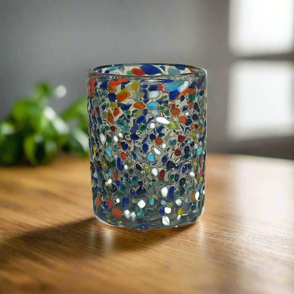 Confetti Pebbled Tumbler | Hand-Blown Mexican Glassware