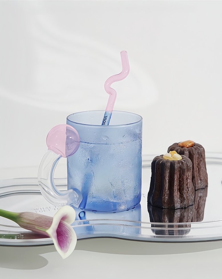 Hand Blown Lollipop Mugs - Whimsical Eclectic Dopamine Drinking Glasses for Coffee, Tea & Juice