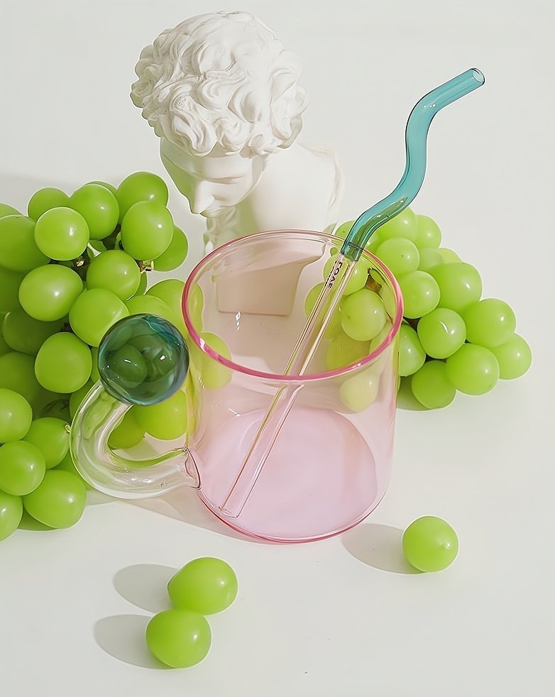 Hand Blown Lollipop Mugs - Whimsical Eclectic Dopamine Drinking Glasses for Coffee, Tea & Juice