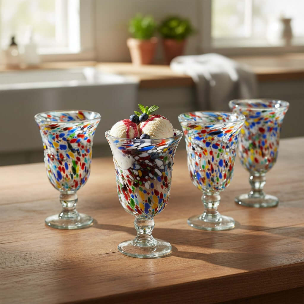 Hand-Blown Mexican Sundae Glass | Confetti Rock Design