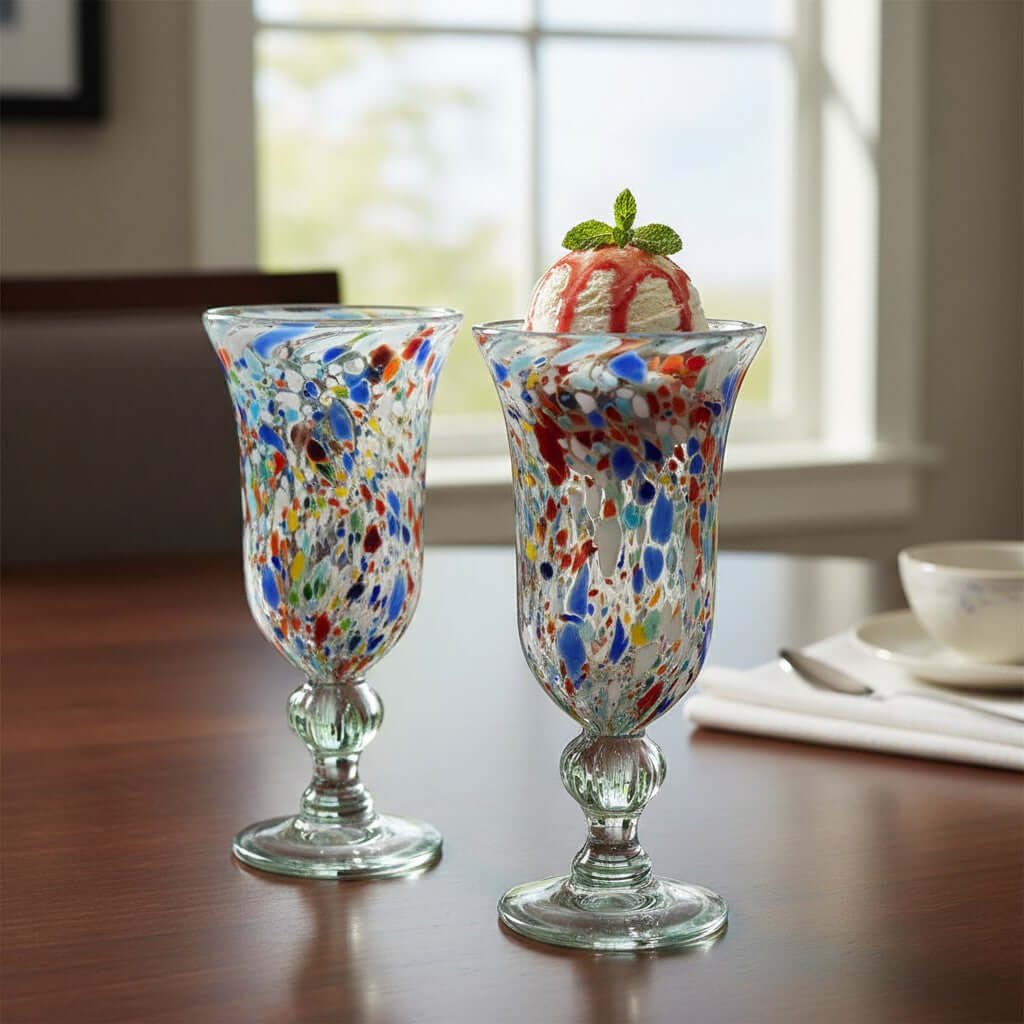 Hand-Blown Mexican Sundae Glass | Confetti Rock Design