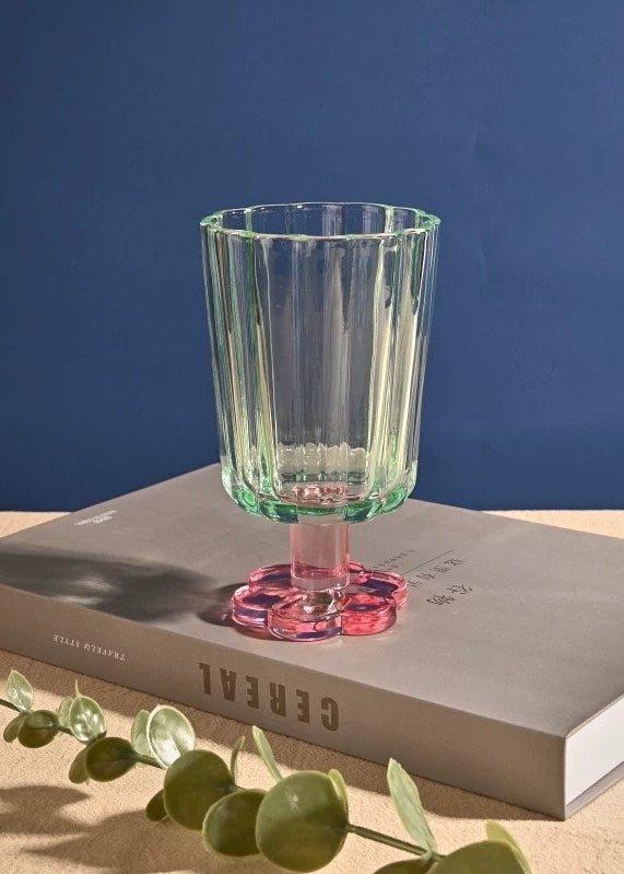 Hand Blown Petal Goblets - Cute Whimsical Colored Wine Glasses