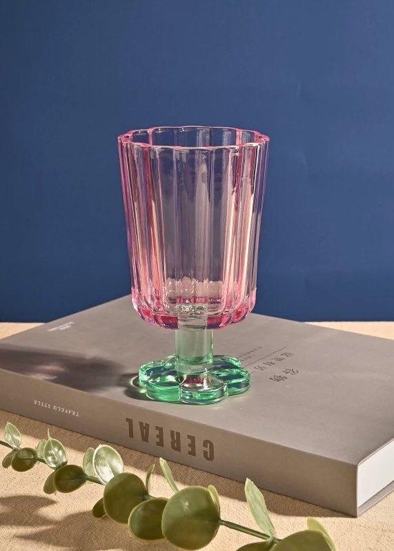 Hand Blown Petal Goblets - Cute Whimsical Colored Wine Glasses