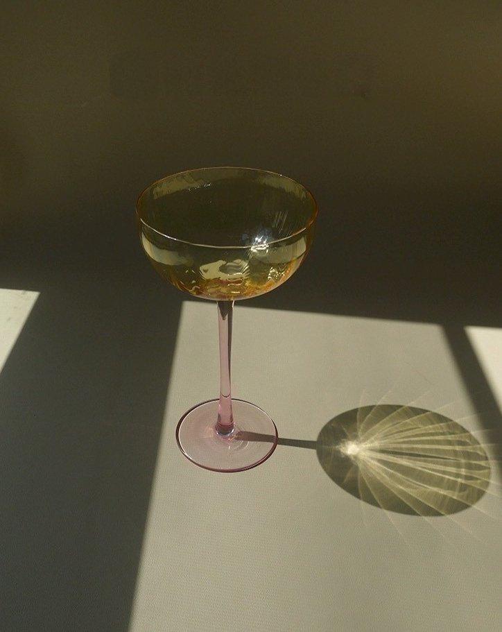 Hand Blown Retro Pastel Coloured Cocktail Glasses Coupe Set of 4 ( $22.5 Each )