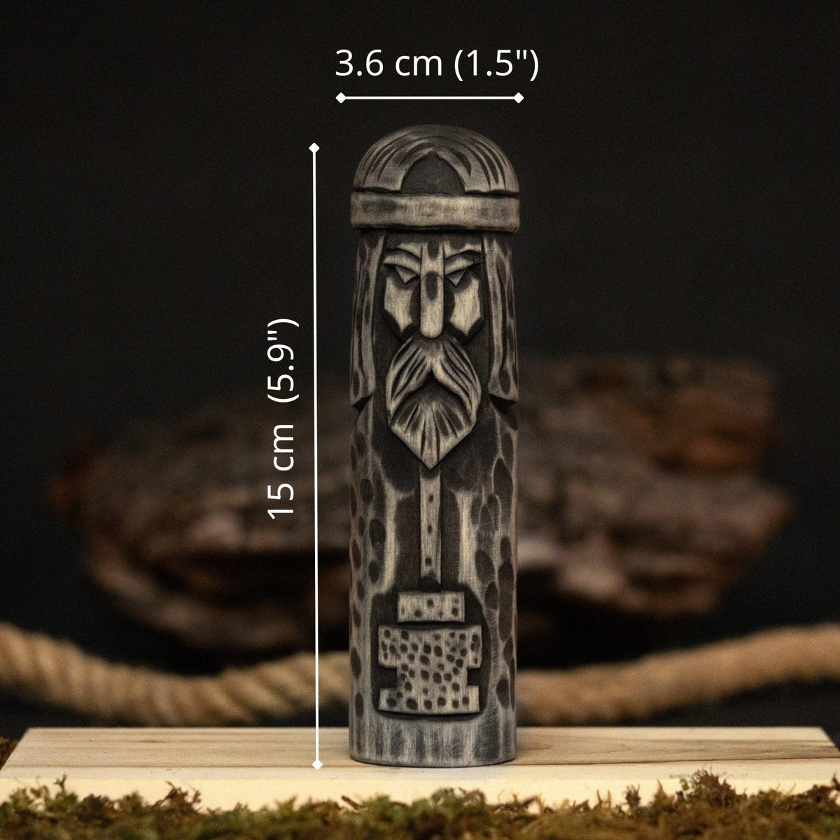 Hand-Carved Thor Figurine – 14 cm (5.7 inches) Wooden Scandinavian God Statue