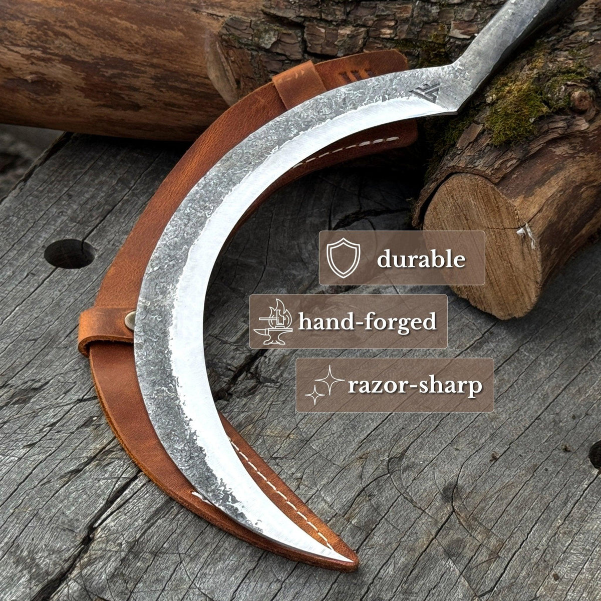Hand-Forged Large Sickle, ⌀19 cm (7.5 inches)
