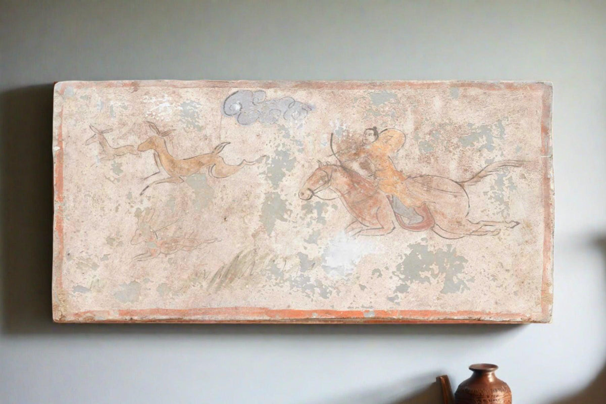 Hand-painted Hunting Scene Liao Dynasty Style Mural Tile