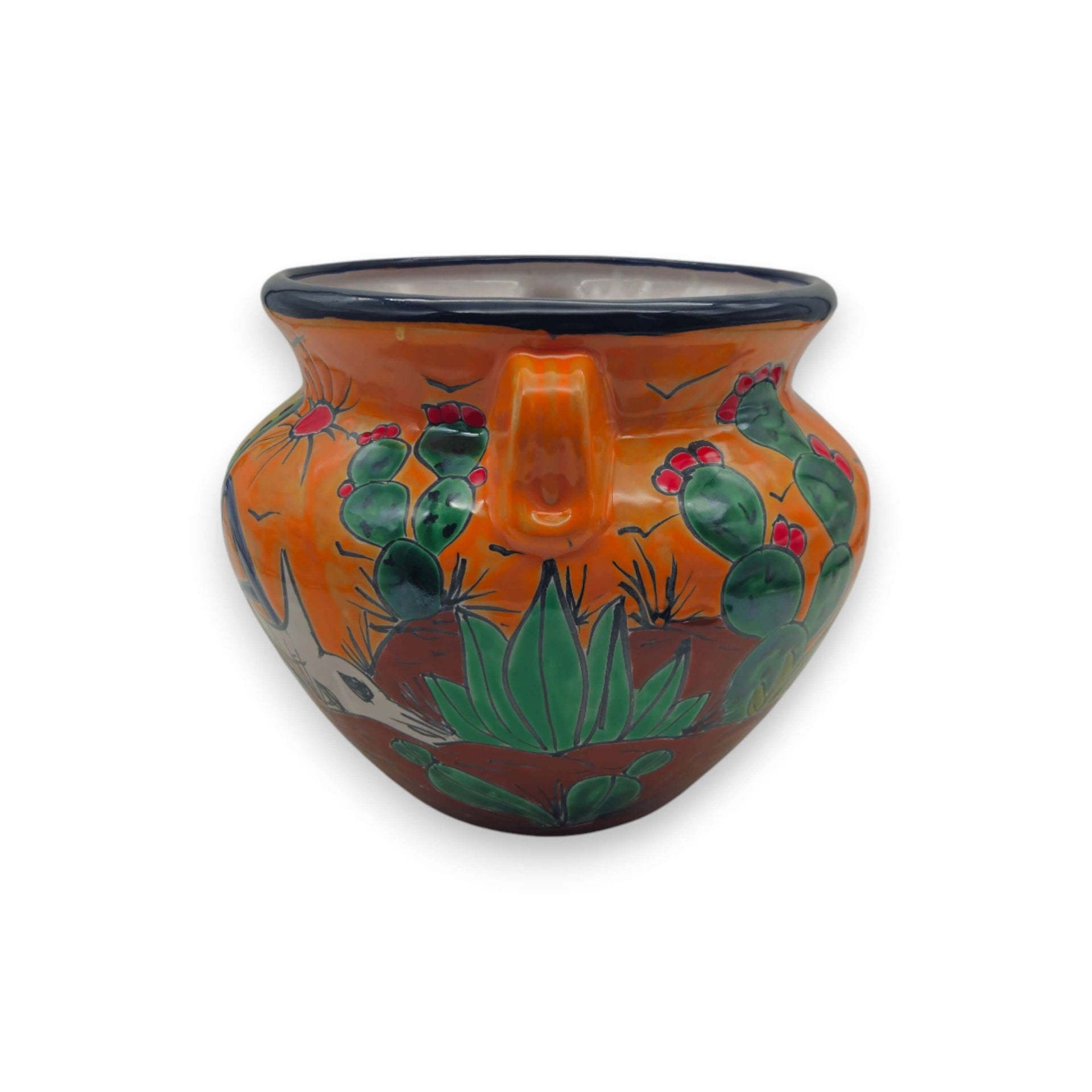 Hand-Painted Talavera Cactus Flower Pot | Desert Michoacana Planter