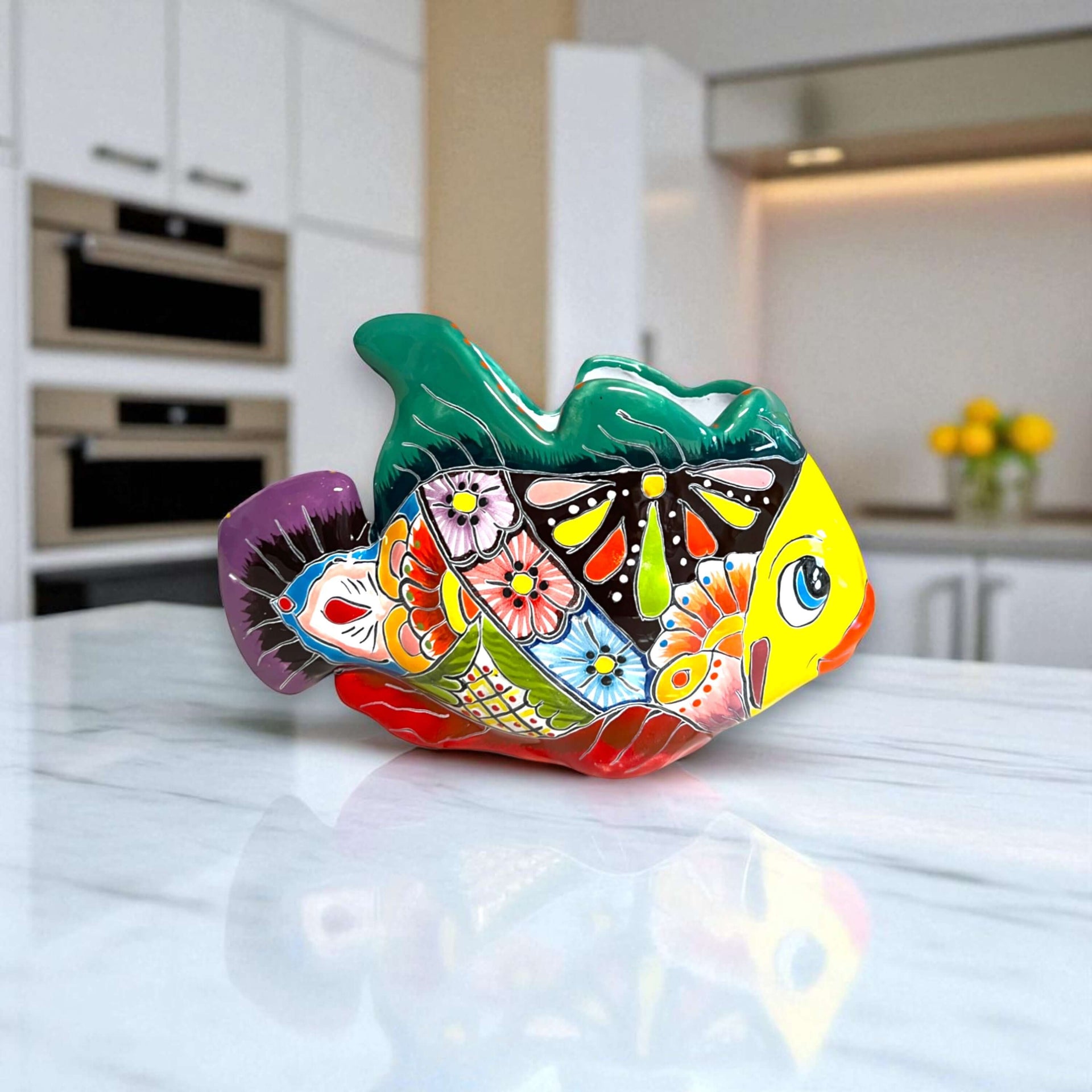 Talavera Fish Planter | Hand-Painted Colorful Mexican Pottery