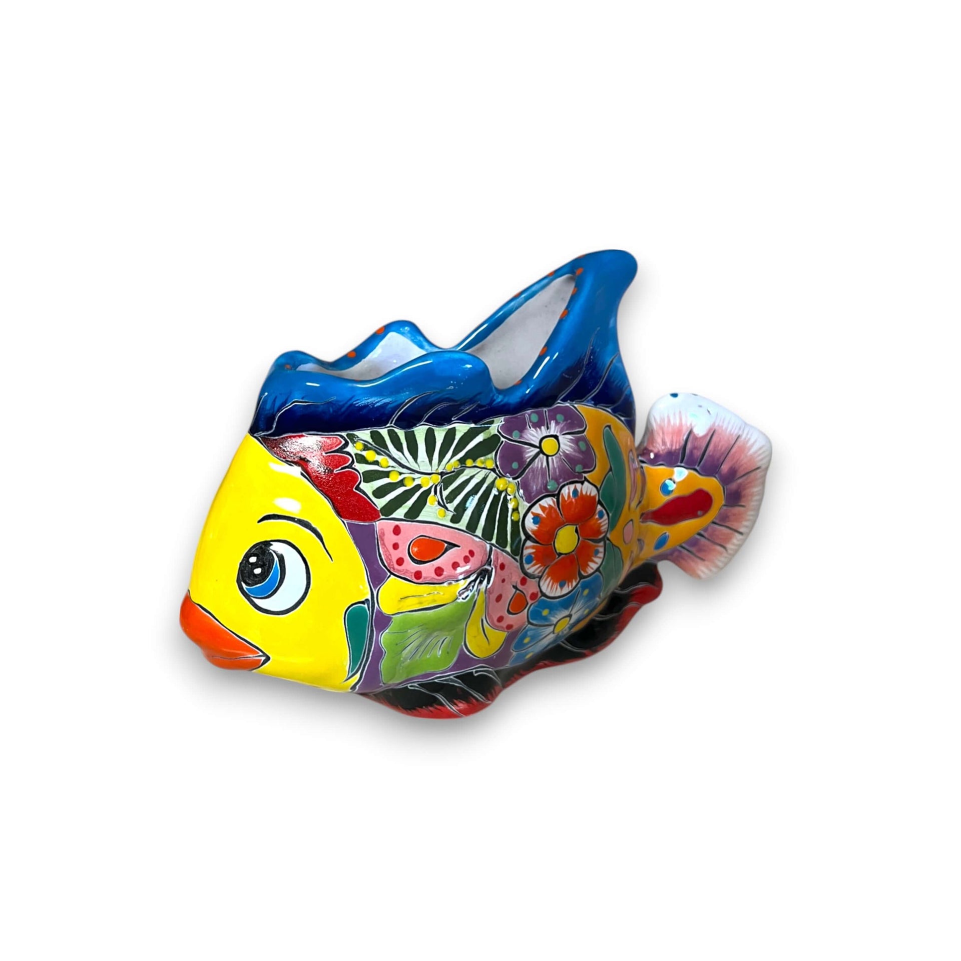 Talavera Fish Planter | Hand-Painted Colorful Mexican Pottery