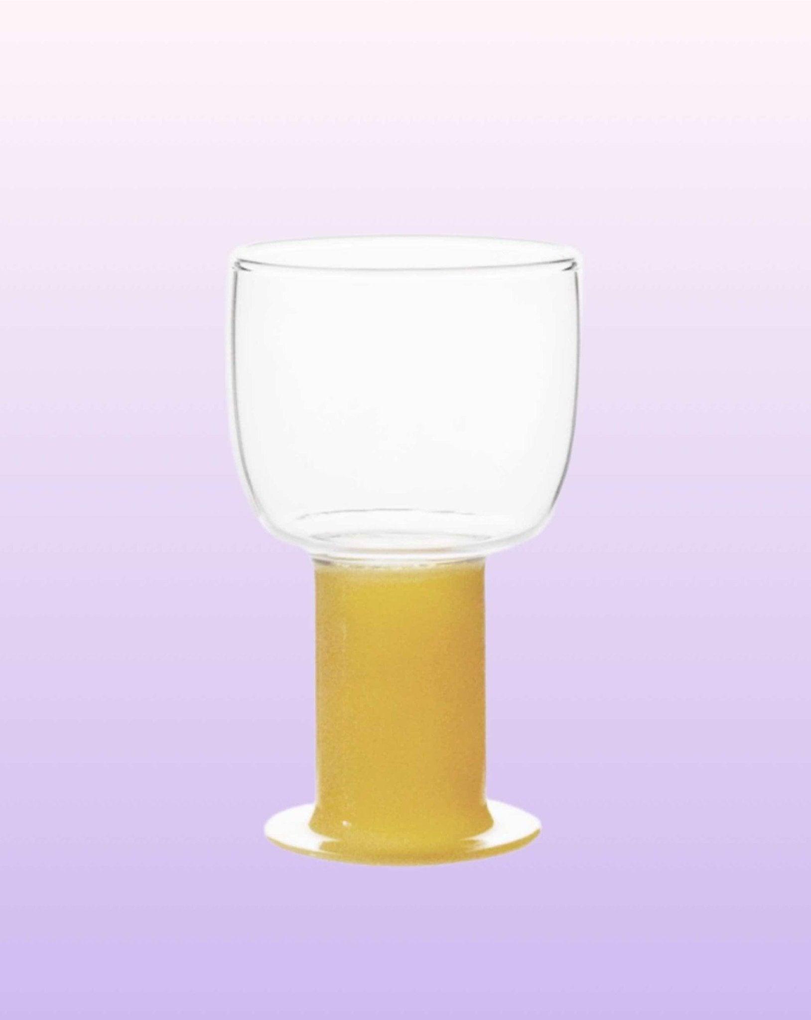 Handblown Whimsical Ecletic Chubby Coloured Wine Glasses Set Of 2 Pcs