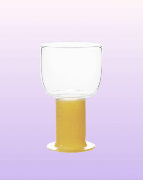 Handblown Whimsical Ecletic Chubby Coloured Wine Glasses Set Of 2 Pcs