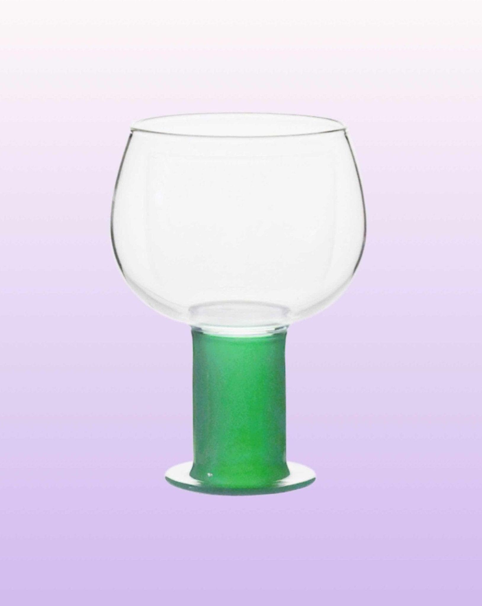 Handblown Whimsical Ecletic Chubby Coloured Wine Glasses Set Of 2 Pcs