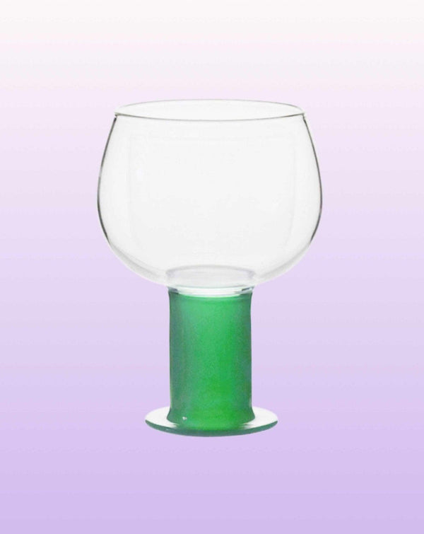Handblown Whimsical Ecletic Chubby Coloured Wine Glasses Set Of 2 Pcs