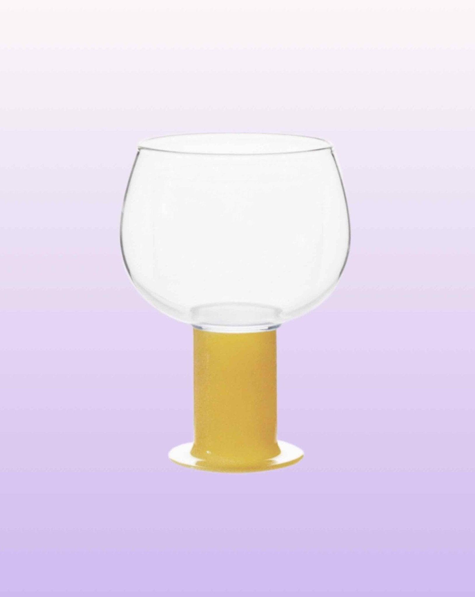 Handblown Whimsical Ecletic Chubby Coloured Wine Glasses Set Of 2 Pcs
