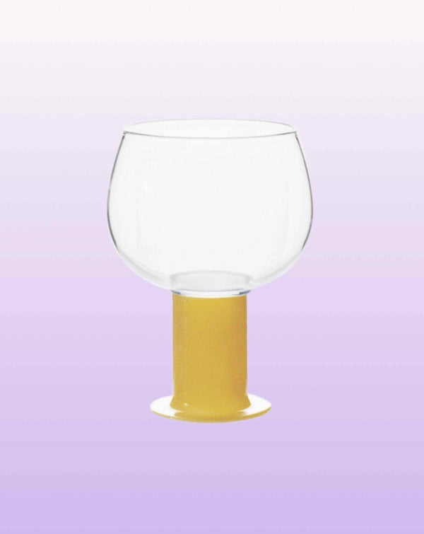 Handblown Whimsical Ecletic Chubby Coloured Wine Glasses Set Of 2 Pcs